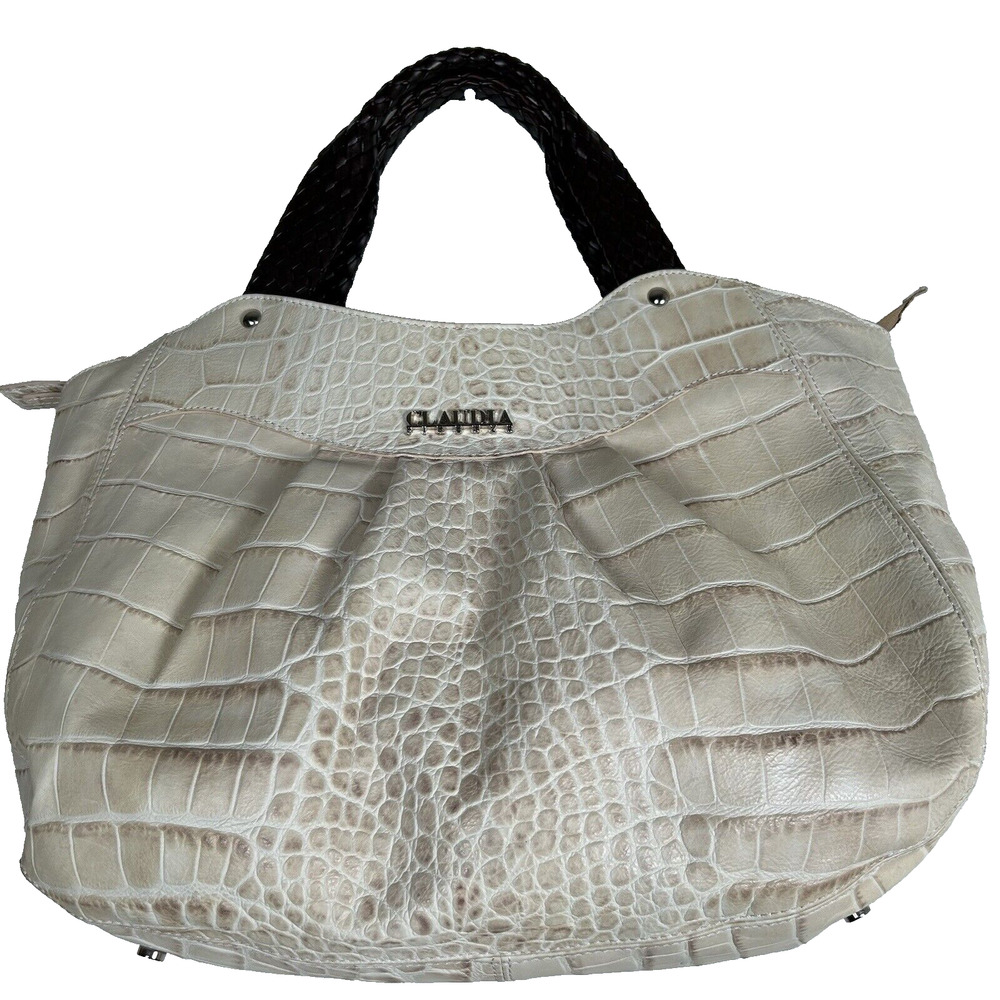 Furla Cream Crocodile-Embossed Crossbody Bag